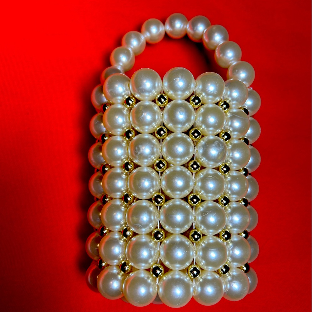 Luxury Big Pearl Bucket Bag for Women Chic Evening Clutch Purse NWOT